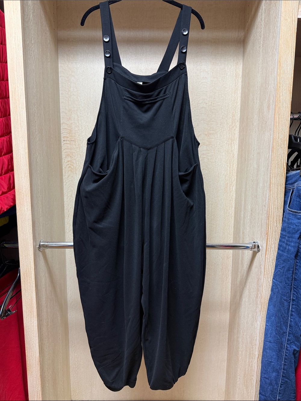 HALARA Black Relaxed Harem Jumpsuit with Adjustable Straps